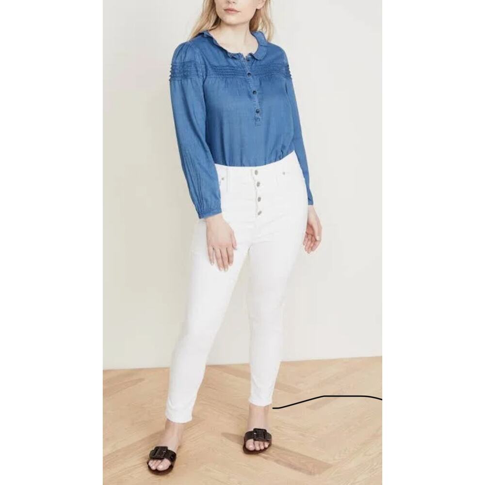 Madewell Button Fly Skinny Denim Jeans White Size 35/Women's 20 Plus Petite NEW